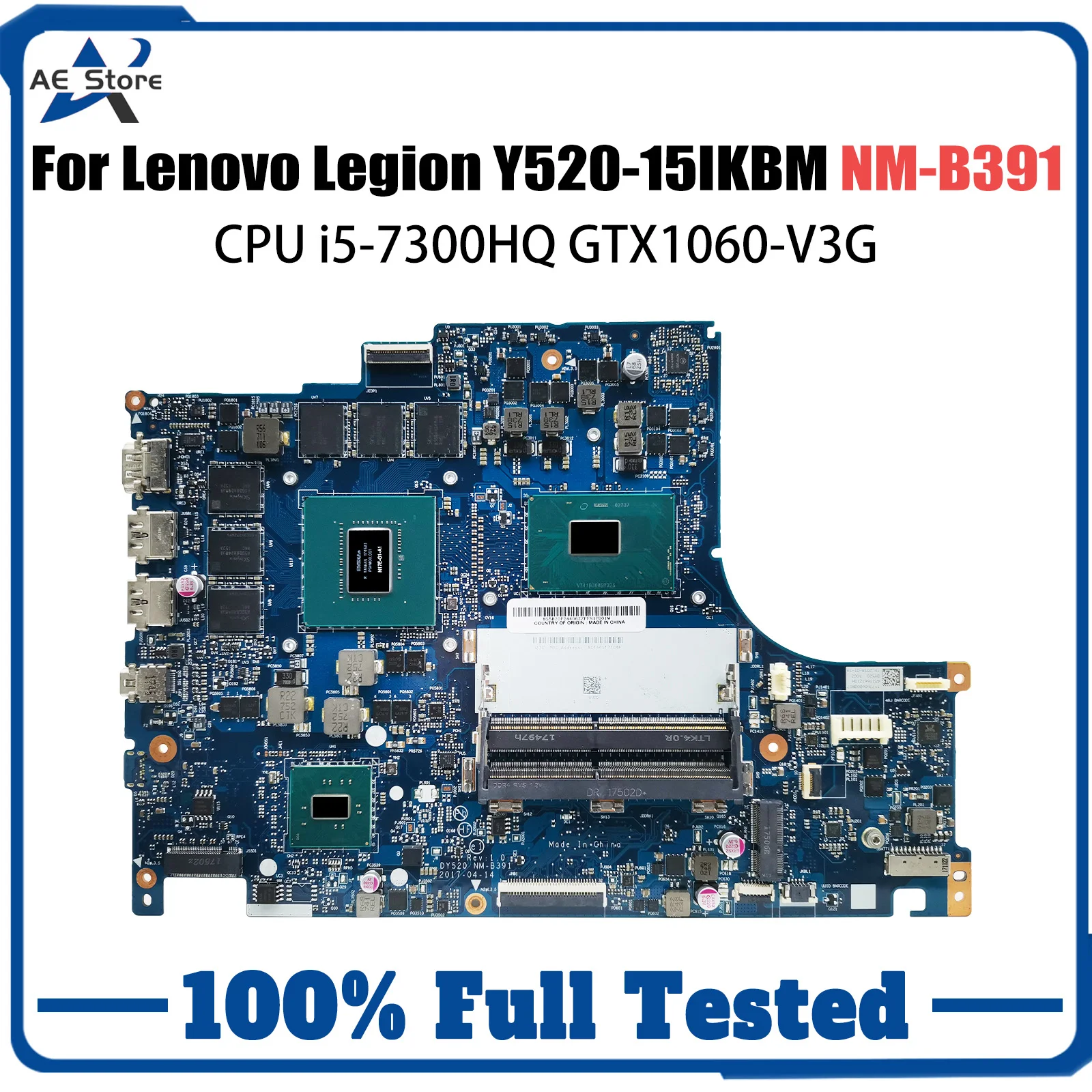 For Lenovo Legion Y520 Y520-15IKBM Laptop Motherboard With CPU i5-7300HQ GTX1060-V3G BY520 NM-B391 FRU 5B20P24353 100% Test
For Lenovo Legion Y520 Y520-15IKBM Laptop Motherboard With CPU i5-7300HQ GTX1060-V3G BY520 NM-B391 FRU 5B20P24353 100% Test
