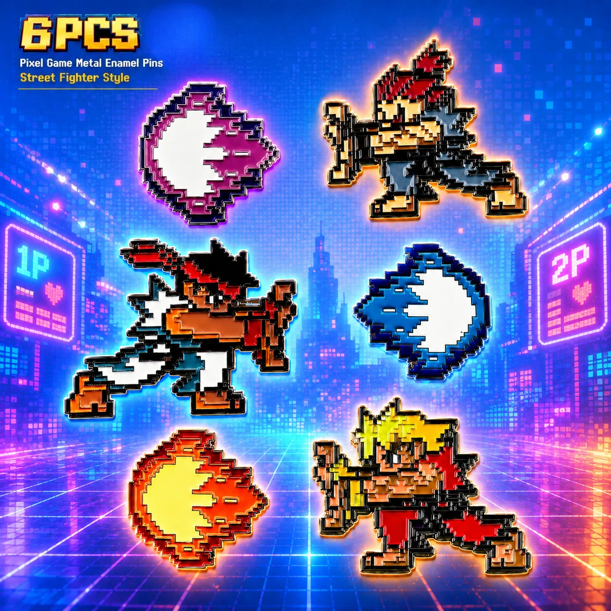 6PCS Pixel Game Anime Street Fighter Metal Enamel Pin Brooch Lapel Badge for Backpack Coat Clothes Unisex Gift
6PCS Pixel Game Anime Street Fighter Metal Enamel Pin Brooch Lapel Badge for Backpack Coat Clothes Unisex Gift