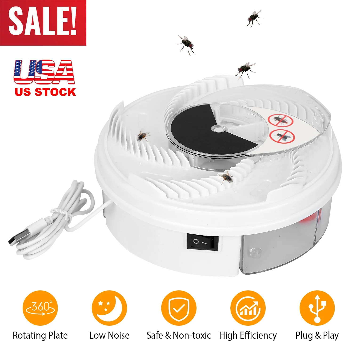 US Stock Electric Fly Trap Automatic Flycatcher USB Rotating Pest Repellent Quiet Non-Toxic Bug Catcher for Indoor Kitchen Home Restaurant Fast Delivery
US Stock Electric Fly Trap Automatic Flycatcher USB Rotating Pest Repellent Quiet Non-Toxic Bug Catcher for Indoor Kitchen Home Restaurant Fast Delivery