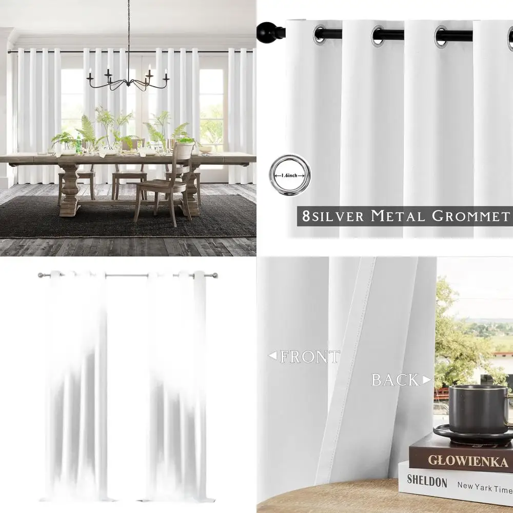 Thermal Insulated Blackout White Curtains, 52x102, for Bedrooms and Living Rooms
Thermal Insulated Blackout White Curtains, 52x102, for Bedrooms and Living Rooms