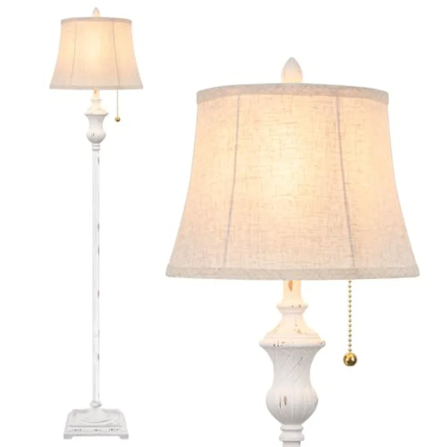 Rustic Vintage White Floor Lamp for Living Room Bedroom 64inch Traditional Tall Floor Lamp with White Linen Shade Retro LED Sta
Rustic Vintage White Floor Lamp for Living Room Bedroom 64inch Traditional Tall Floor Lamp with White Linen Shade Retro LED Sta