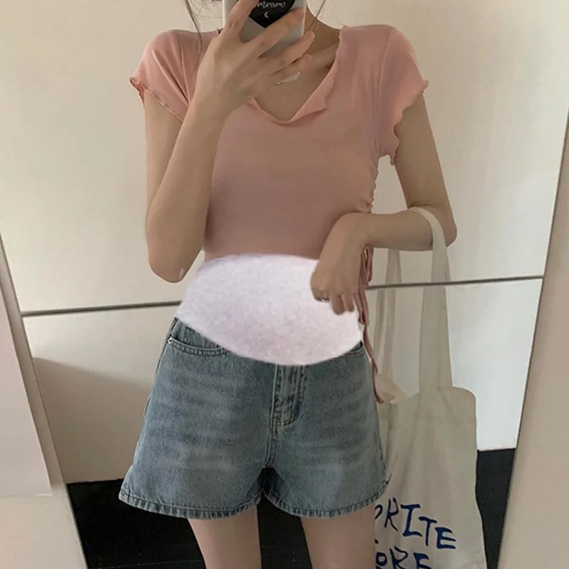 Summer Thin Washed Vintage Denim Shorts for Maternity Elastic Waist Belly Side Splits Loose Hot Short Jeans for Pregnant Women
Summer Thin Washed Vintage Denim Shorts for Maternity Elastic Waist Belly Side Splits Loose Hot Short Jeans for Pregnant Women