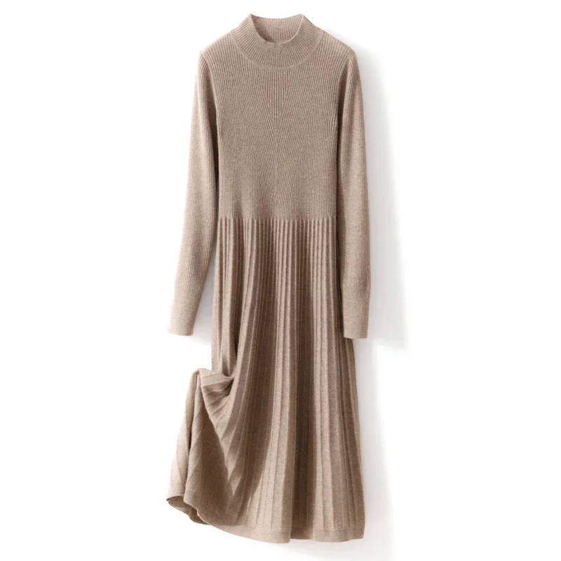 Tailor Sheep 100% Cashmere Women's Half High Neck Dress Sweater Slim Fit Knitted Long Dress Hot Selling New Product
Tailor Sheep 100% Cashmere Women's Half High Neck Dress Sweater Slim Fit Knitted Long Dress Hot Selling New Product