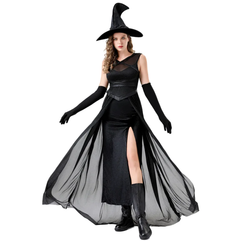 New Halloween Split Size Black High Split Sexy Witch Witch Costume Halloween Party Women's Dresses
New Halloween Split Size Black High Split Sexy Witch Witch Costume Halloween Party Women's Dresses