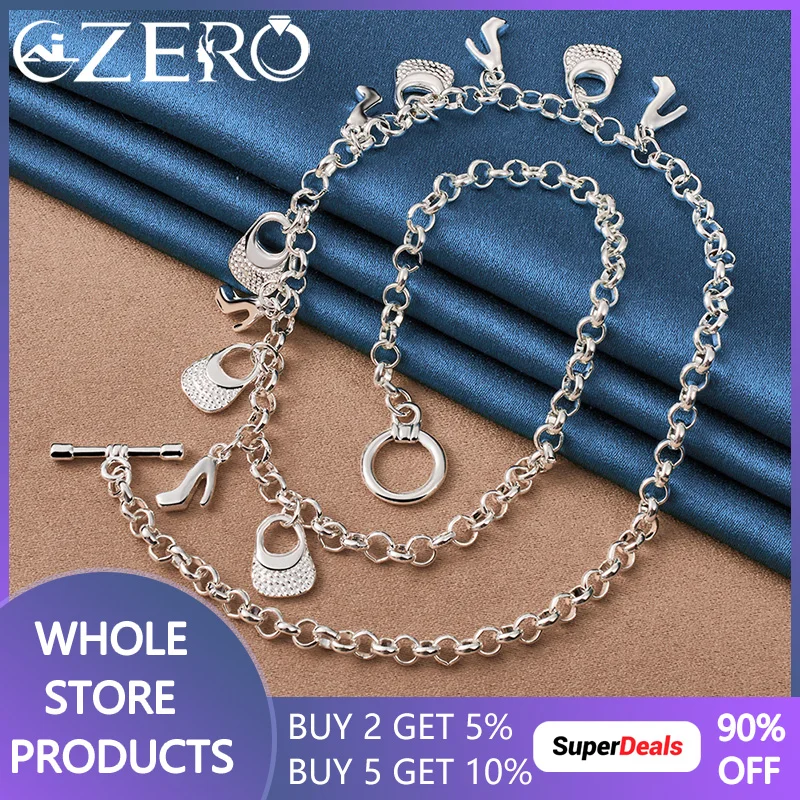 ALIZERO 925 Sterling Silver High Heels Bags Necklace 18 Inch Chain For Women Fashion Wedding Engagement Party Jewelry Gift
ALIZERO 925 Sterling Silver High Heels Bags Necklace 18 Inch Chain For Women Fashion Wedding Engagement Party Jewelry Gift