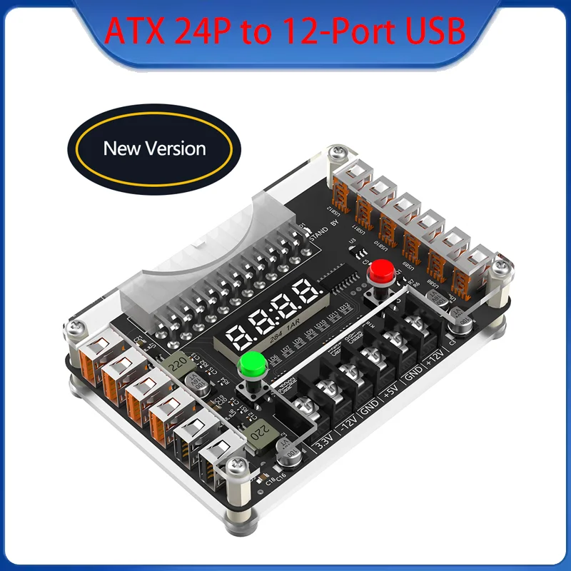 New ATX Power Supply Breakout Board and Acrylic Case Kit with 3.3V 5V 12V-12V Output Voltage and 12 Ports USB 3A Maximum Output
New ATX Power Supply Breakout Board and Acrylic Case Kit with 3.3V 5V 12V-12V Output Voltage and 12 Ports USB 3A Maximum Output