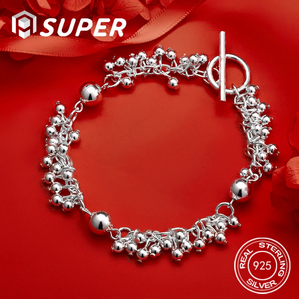 ALISuper 925 sterling silver luxury exquisite beaded bracelet women wedding gift jewelry party accessories 
ALISuper 925 sterling silver luxury exquisite beaded bracelet women wedding gift jewelry party accessories