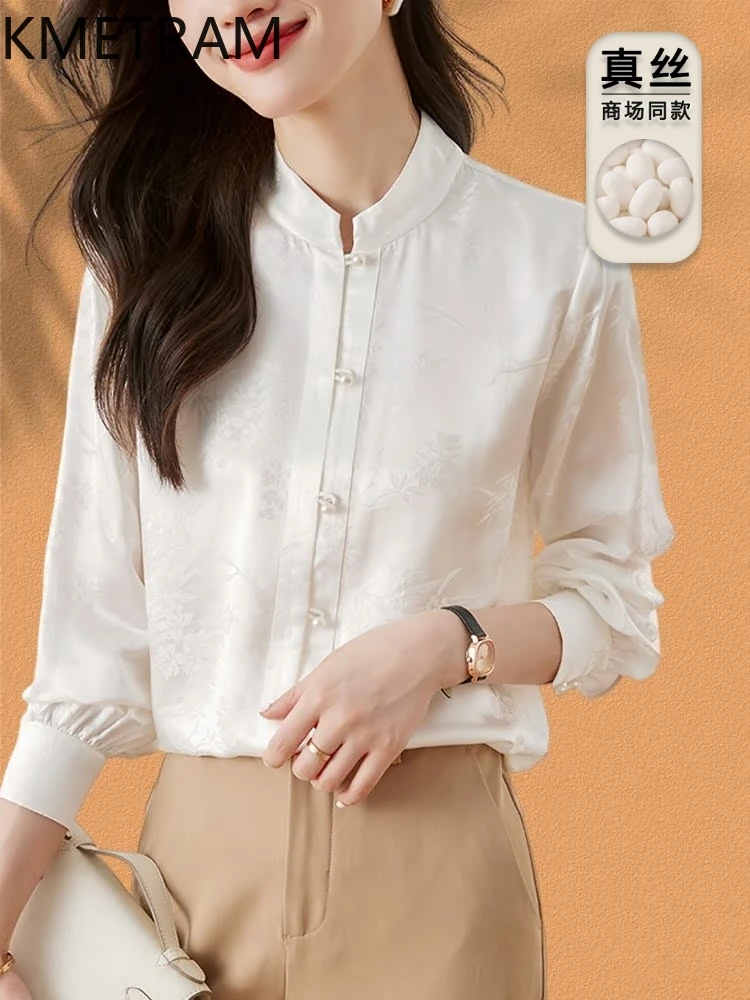 KMETRAM 90% Mulberry Silk Blouse Woman Chinese Style White Tops for Woman Clothing Long Sleeve Women's Shirts Spring 2025 Tops
KMETRAM 90% Mulberry Silk Blouse Woman Chinese Style White Tops for Woman Clothing Long Sleeve Women's Shirts Spring 2025 Tops