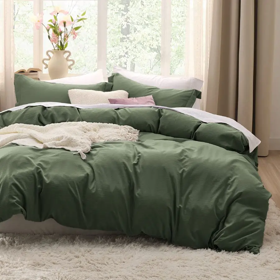 Olive Green Duvet Cover King Size 3 Pieces Prewashed CottonLike Polyester Extra Soft Bedding Set, Includes 1 Duvet Cover 104x90
Olive Green Duvet Cover King Size 3 Pieces Prewashed CottonLike Polyester Extra Soft Bedding Set, Includes 1 Duvet Cover 104x90