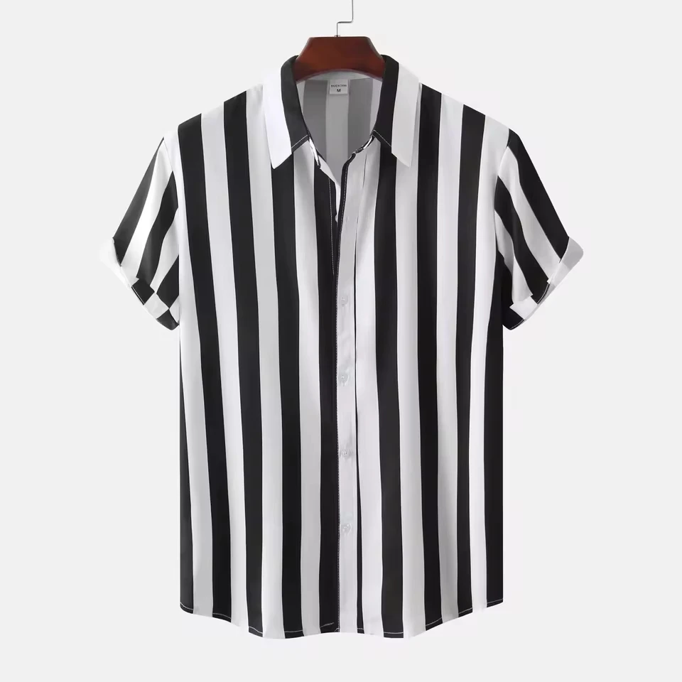 Summer New Men's Striped Shirts Fashion Short Sleeve Casual Shirts Man Classic Simple Tops Cardigan Oversize Blouse Male Hawaii
Summer New Men's Striped Shirts Fashion Short Sleeve Casual Shirts Man Classic Simple Tops Cardigan Oversize Blouse Male Hawaii