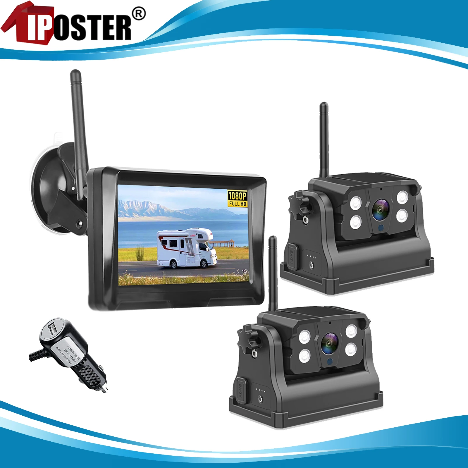 iPoster Wireless Magnetic Rechargeable Standby Mode Backup Camera Set for Truck Trailer 5" 1080P Monitor Night Vision Waterproof
iPoster Wireless Magnetic Rechargeable Standby Mode Backup Camera Set for Truck Trailer 5" 1080P Monitor Night Vision Waterproof