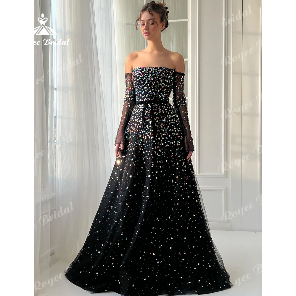 Glam Multicolor Rhinestone Prom Dress Off Shoulder Evening Dress Long Sleeve Lace Up Women's formal evening gowns Customized
Glam Multicolor Rhinestone Prom Dress Off Shoulder Evening Dress Long Sleeve Lace Up Women's formal evening gowns Customized