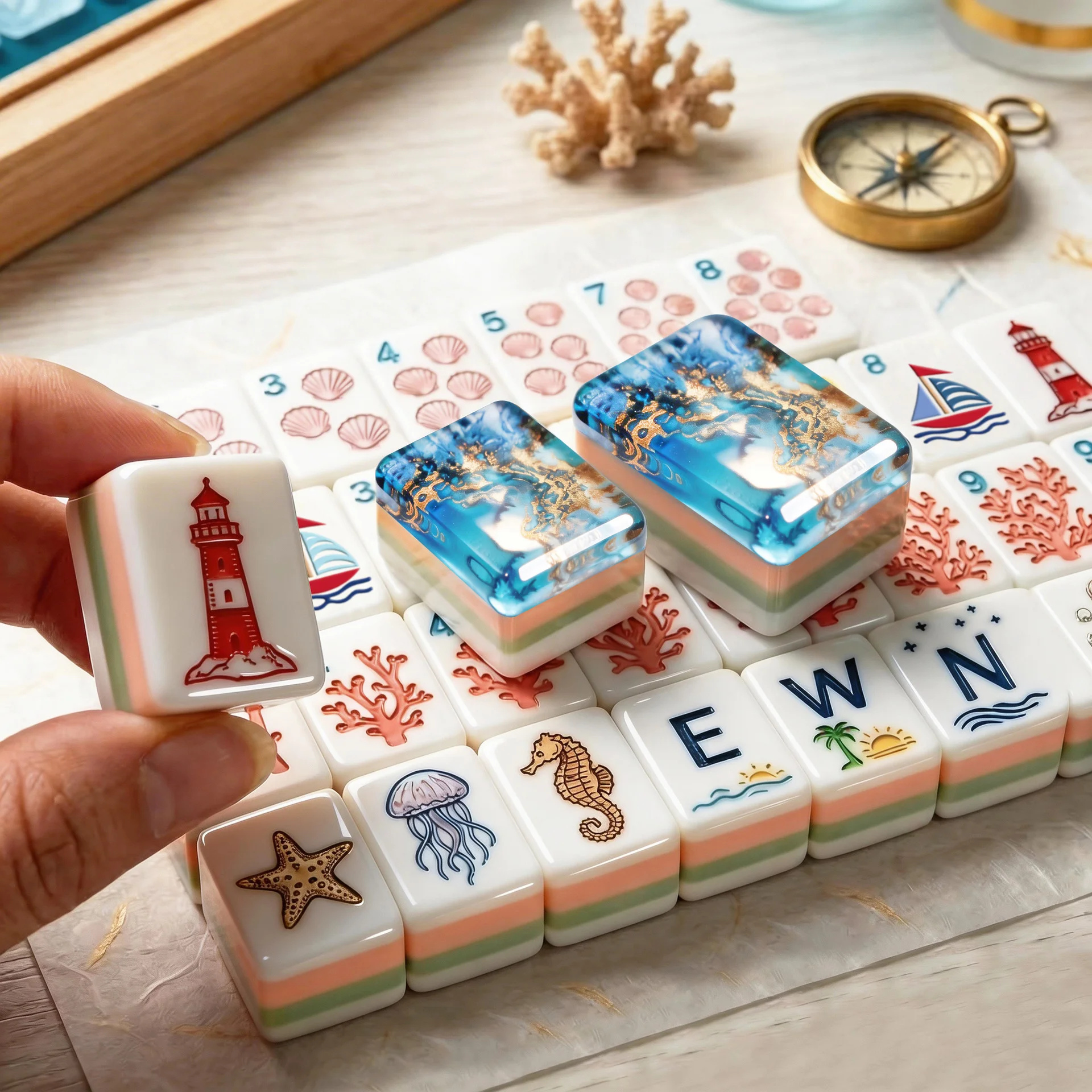 Deluxe Four Layer Carved Ocean Mermaid Pattern American Mahjong Set with 160 tiles, suitable for gatherings
Deluxe Four Layer Carved Ocean Mermaid Pattern American Mahjong Set with 160 tiles, suitable for gatherings