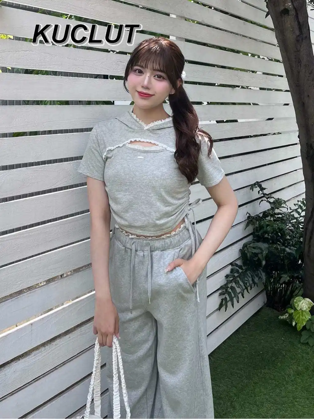 Casual T-Shirts Summer New Japanese Style Girl Hollow Out Hooded Women's Tees Washed Knit Drawstring Short Sleeve T-Shirt
Casual T-Shirts Summer New Japanese Style Girl Hollow Out Hooded Women's Tees Washed Knit Drawstring Short Sleeve T-Shirt