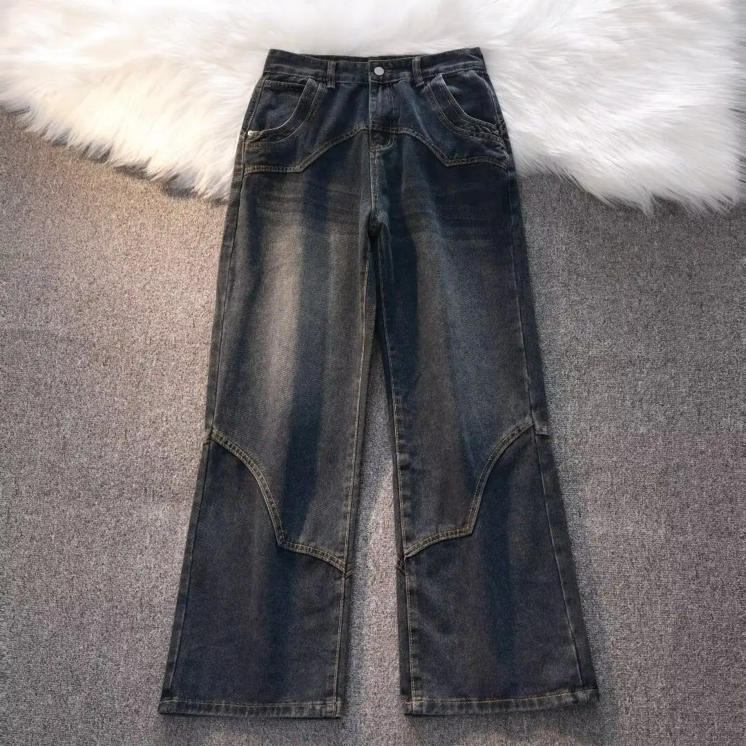 Street trend American style personalized retro high waisted jeans for men and women loose wide leg straight leg casual pants
Street trend American style personalized retro high waisted jeans for men and women loose wide leg straight leg casual pants