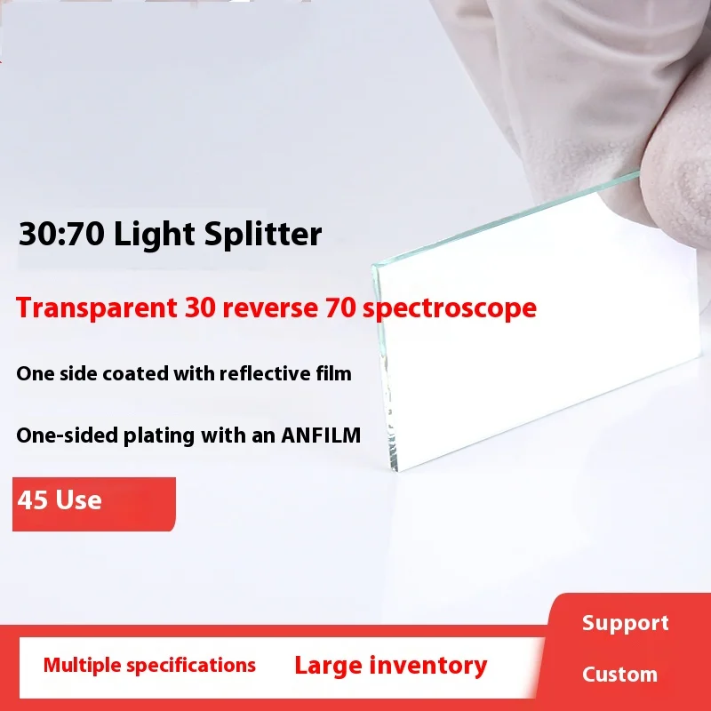 Light Splitter 30/70 45 Degrees Uses Transparent 30 Reflective 70 Light Splitter Plane Beam Splitter of Various Size
Light Splitter 30/70 45 Degrees Uses Transparent 30 Reflective 70 Light Splitter Plane Beam Splitter of Various Size