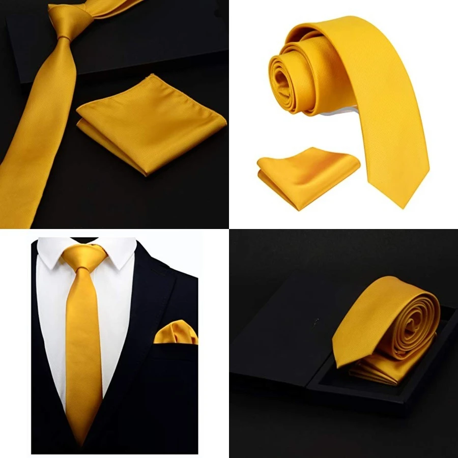 2.4" Slim Necktie and Handkerchief Set For Men Solid Skinny Tie Set, Gold
2.4" Slim Necktie and Handkerchief Set For Men Solid Skinny Tie Set, Gold