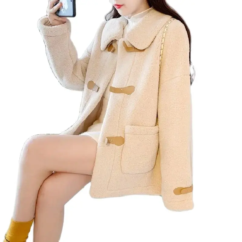 Spring Autumn Jackets 2022 New Small Lamb Wool Coats Casual Women Coats Korean Winter Bandage Loose Short Jackets Female Tops
Spring Autumn Jackets 2022 New Small Lamb Wool Coats Casual Women Coats Korean Winter Bandage Loose Short Jackets Female Tops