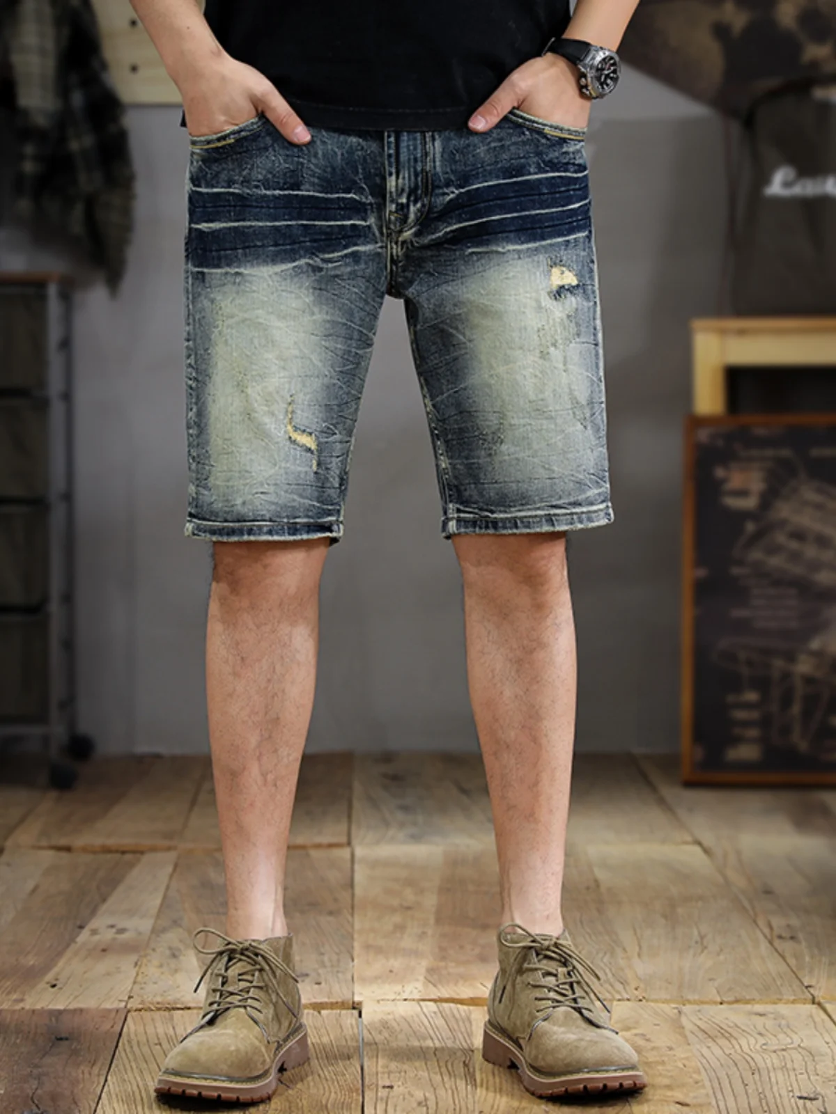 High Waist Men's Denim orts Faionable Urban Sle Wear Resistant Straight Leg Fit Casual Cotton Stretch Denim orts
High Waist Men's Denim orts Faionable Urban Sle Wear Resistant Straight Leg Fit Casual Cotton Stretch Denim orts