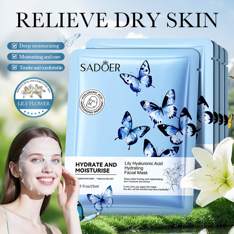 SADOER Lily Hyaluronic Acid Face Mask Moisturizing Sheet Masks Hydrating Anti-Aging Wrinkle Facial Masks Beauty Skin Care
SADOER Lily Hyaluronic Acid Face Mask Moisturizing Sheet Masks Hydrating Anti-Aging Wrinkle Facial Masks Beauty Skin Care