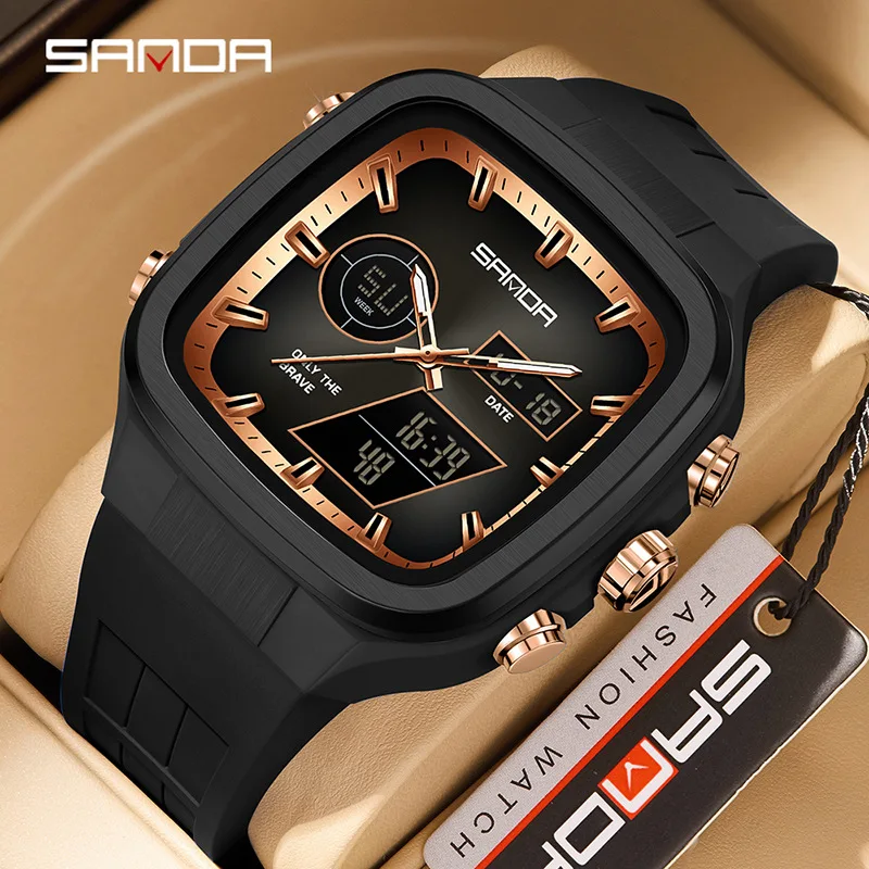 SANDA *square large dial watch multi-function fashion dual display electronic watch waterproof chronograph sports watch
SANDA *square large dial watch multi-function fashion dual display electronic watch waterproof chronograph sports watch