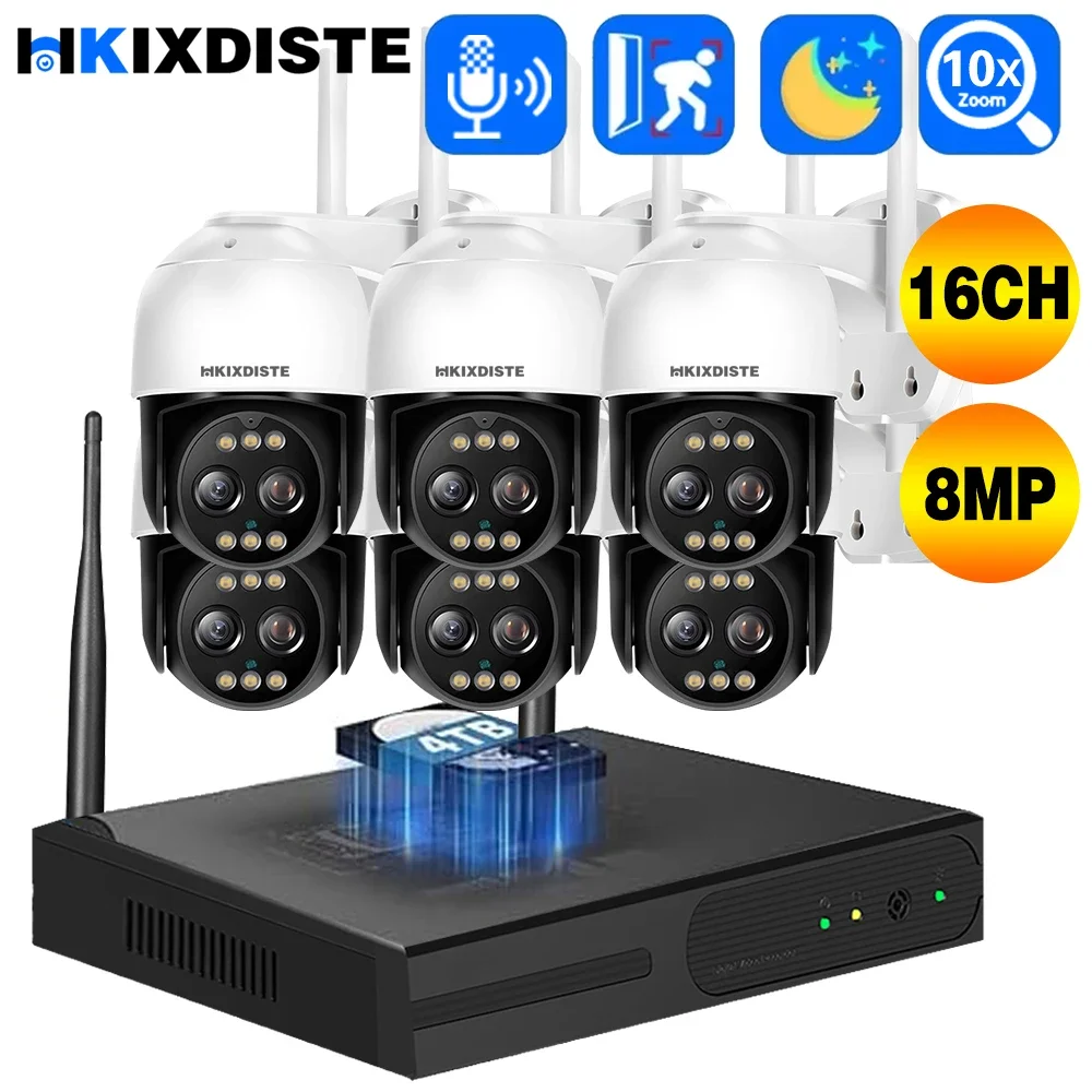 16CH 5MP Wifi NVR HD 8MP Dual Lens PTZ WIFI IP Home 10X Zoom Security Camera System Video H.265 CCTV Wireless Surveillance Kit
16CH 5MP Wifi NVR HD 8MP Dual Lens PTZ WIFI IP Home 10X Zoom Security Camera System Video H.265 CCTV Wireless Surveillance Kit
