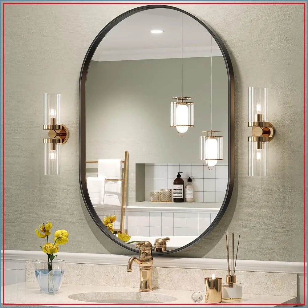 20x30 Inch Black Oval Mirror for Bathroom Vanity, Matte Black Metal Frame Wall Mounted Mirror for Bedroom Living Room, Vertical or Horizontal Hang
20x30 Inch Black Oval Mirror for Bathroom Vanity, Matte Black Metal Frame Wall Mounted Mirror for Bedroom Living Room, Vertical or Horizontal Hang