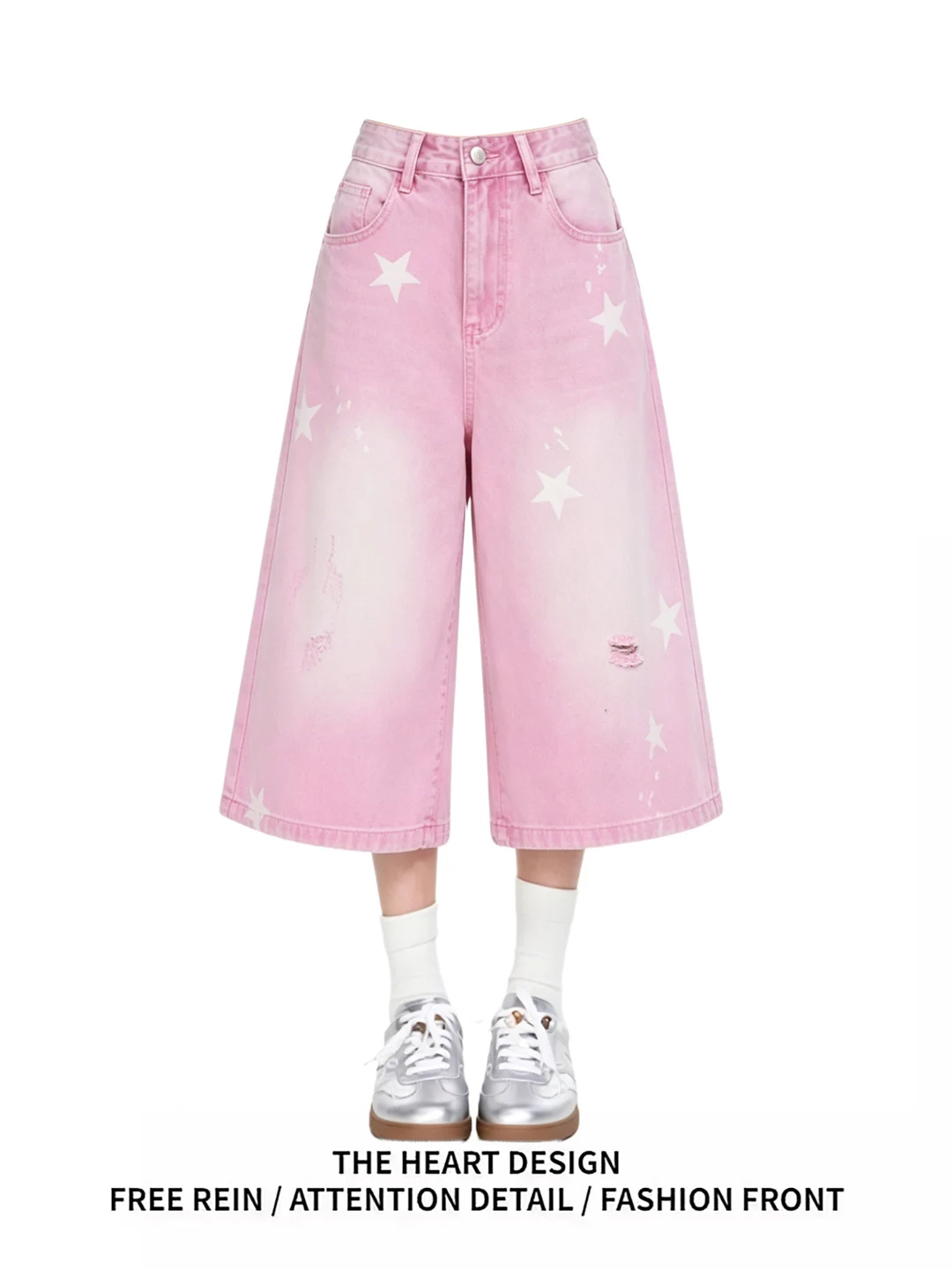 Dopamine Pink Star Washed Denim Wide Leg Pants Women's Summer New Loose Fit Short Trousers Casual High Waist Jeans
Dopamine Pink Star Washed Denim Wide Leg Pants Women's Summer New Loose Fit Short Trousers Casual High Waist Jeans