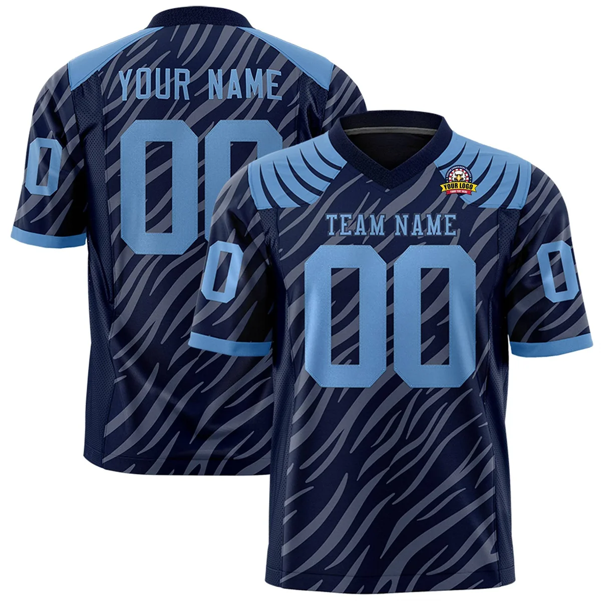 Custom Navy Gray Personalized Tiger Stripe Graffiti Pattern 3d Printed Football Jersey Summer Shirts Jersey Short Sleeves
Custom Navy Gray Personalized Tiger Stripe Graffiti Pattern 3d Printed Football Jersey Summer Shirts Jersey Short Sleeves