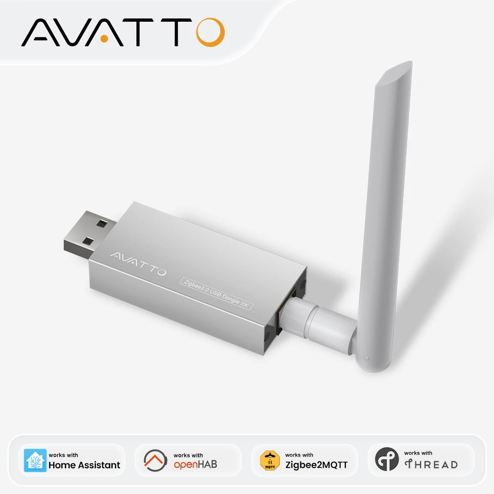 AVATTO ZigBee/Thread USB Silver Dongle Plus EFR32MG24 Powerful Chip High-Gain Antenna,Support Home Assistant,Zigbee2MQTT,OpenHAB
AVATTO ZigBee/Thread USB Silver Dongle Plus EFR32MG24 Powerful Chip High-Gain Antenna,Support Home Assistant,Zigbee2MQTT,OpenHAB
