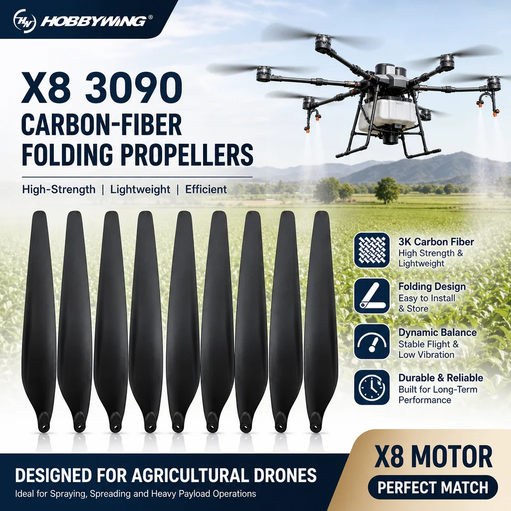 Hobbywing X8 3090 Carbon-Fiber Folding Propellers | High-Strength Agricultural Drone Blades & Accessories
Hobbywing X8 3090 Carbon-Fiber Folding Propellers | High-Strength Agricultural Drone Blades & Accessories