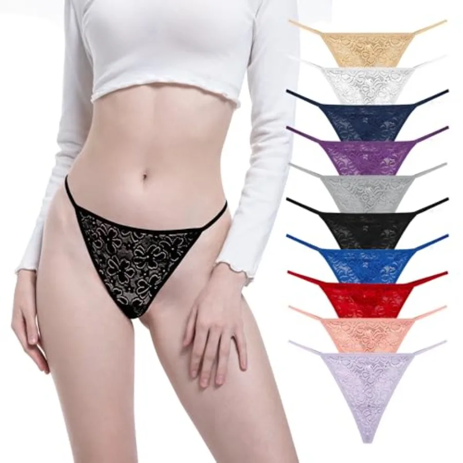 Lace G-String Thongs for Women Seamless Sexy Cotton Underwear Low Rise Stretch Breathable Ladies Panties 10 Pack
Lace G-String Thongs for Women Seamless Sexy Cotton Underwear Low Rise Stretch Breathable Ladies Panties 10 Pack