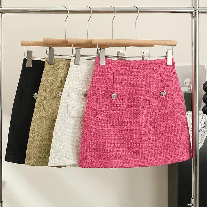 Women's Autumn New High Waist A-Line Short Thick Tweed Temperament Rose Pink Half Skirt
Women's Autumn New High Waist A-Line Short Thick Tweed Temperament Rose Pink Half Skirt
