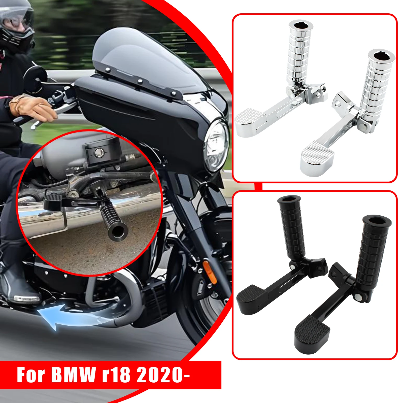 1Pair Motorbike Foot Pegs Pedals For BMW R18 /R18 Classic Aluminum Alloy Black/Chrome Front Footrests Support Kit Footpegs
1Pair Motorbike Foot Pegs Pedals For BMW R18 /R18 Classic Aluminum Alloy Black/Chrome Front Footrests Support Kit Footpegs