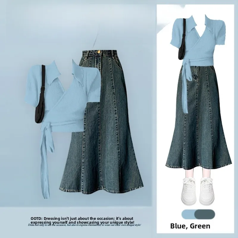 Летний женский комплект Faion Sle из Гонконга, легкая футболка Maturi ort Sve с джинсовой юбкой в стиле ретро Slim Fi Tail Tw...
Летний женский комплект Faion Sle из Гонконга, легкая футболка Maturi ort Sve с джинсовой юбкой в стиле ретро Slim Fi Tail Tw...