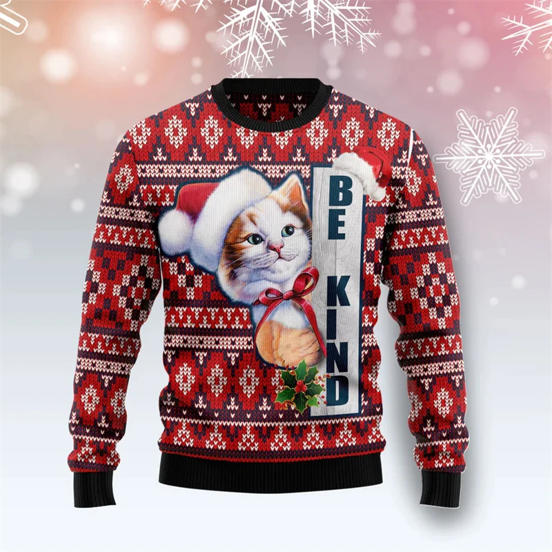 Fashion Cat Ugly Christmas Sweater Men 3D Printing Pets Round Neck Sweatshirts Unisex Merry Christmas Family New Year Hoodie
Fashion Cat Ugly Christmas Sweater Men 3D Printing Pets Round Neck Sweatshirts Unisex Merry Christmas Family New Year Hoodie