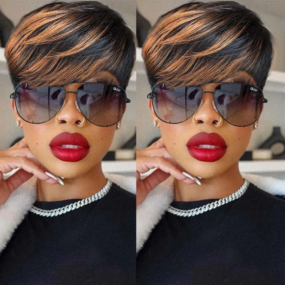 Цвет омбре, короткие стрижки пикси 1B/33, черный микс с коричневыми 150% плотность, бесклеевые многослойные бразильские парики из натуральных волос
Цвет омбре, короткие стрижки пикси 1B/33, черный микс с коричневыми 150% плотность, бесклеевые многослойные бразильские парики из натуральных волос