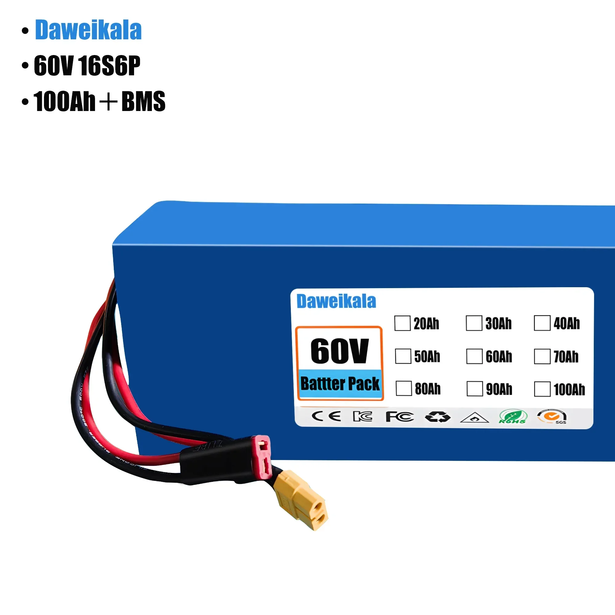 60V 100Ah 16S6P ebike battery 18650 2500W Lithium Battery Pack For 60V Electric bike Electric Scooter+67.2V charger 
60V 100Ah 16S6P ebike battery 18650 2500W Lithium Battery Pack For 60V Electric bike Electric Scooter+67.2V charger