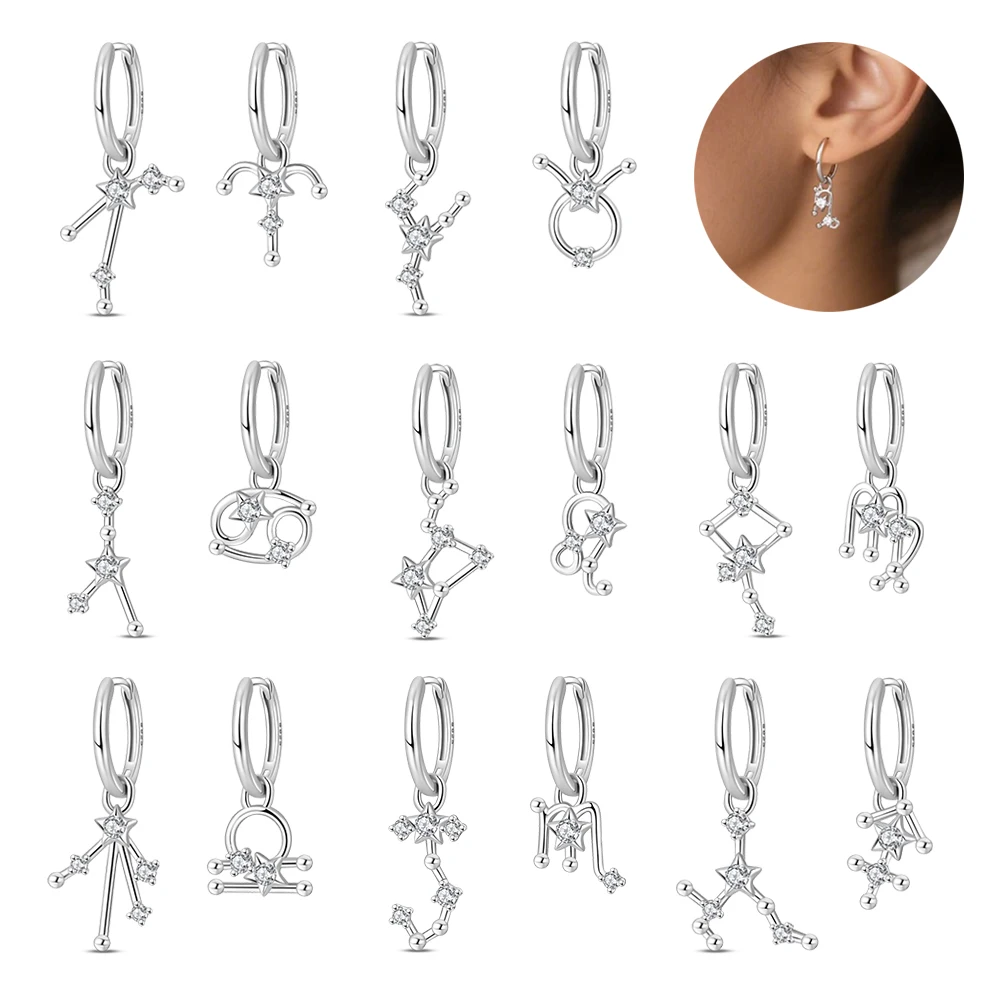 Exquisite 925 Silver Hoop Earrings with 12 Constellation Design Cute Fashion Earring for Women Gift Idea
Exquisite 925 Silver Hoop Earrings with 12 Constellation Design Cute Fashion Earring for Women Gift Idea