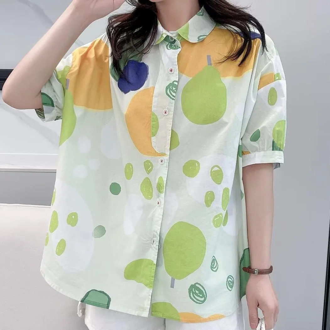 Harajuku Fashion Blouse Woman Japanese Fashion Short Sleeve Green Cartoon Printed Shirts Plus Size Women Clothing
Harajuku Fashion Blouse Woman Japanese Fashion Short Sleeve Green Cartoon Printed Shirts Plus Size Women Clothing