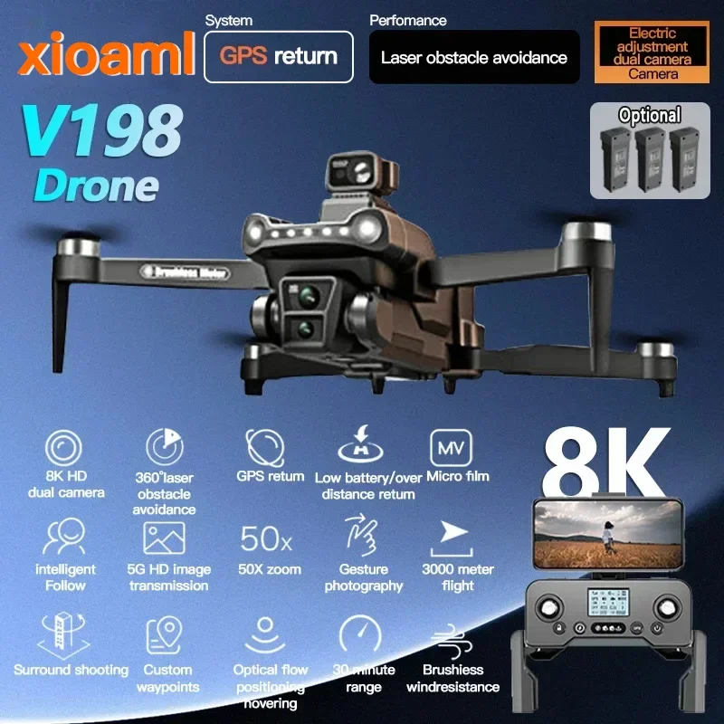 V198 Brushless GPS Positioning Return High-Definition Aerial Photography Laser Obstacle Avoidance Drone Remote Control Aircraft
V198 Brushless GPS Positioning Return High-Definition Aerial Photography Laser Obstacle Avoidance Drone Remote Control Aircraft
