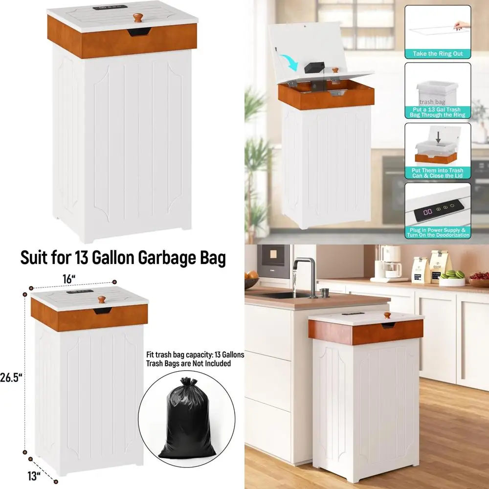 Kitchen Trash Can 13 Gallon with Deodorizing, Dog-Proof Cabinet, Wooden Recycling Bin for Home Use
Kitchen Trash Can 13 Gallon with Deodorizing, Dog-Proof Cabinet, Wooden Recycling Bin for Home Use