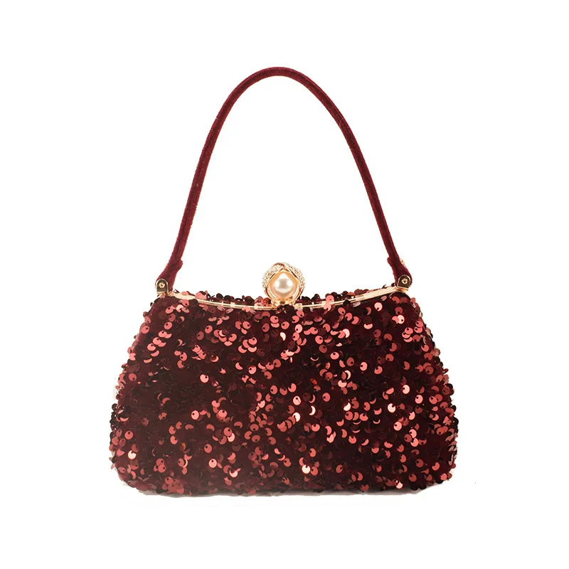 Sparkling Sequin Evening Clutch - Handheld Diamond-Accented Solid Color Shoulder Bag Mini Crossbody Bag With Rhinestone Chain
Sparkling Sequin Evening Clutch - Handheld Diamond-Accented Solid Color Shoulder Bag Mini Crossbody Bag With Rhinestone Chain