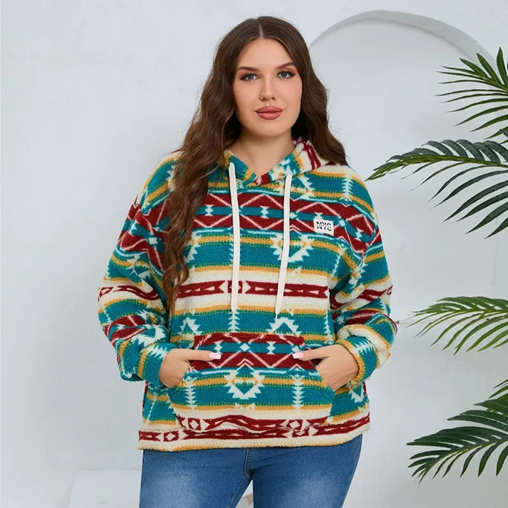 2024 Striped Plus Size Hoodies Loose Casual Women Long Sleeved Plush Pocket Sweatshirts Top Autumn Winter Fashionable Clothing
2024 Striped Plus Size Hoodies Loose Casual Women Long Sleeved Plush Pocket Sweatshirts Top Autumn Winter Fashionable Clothing