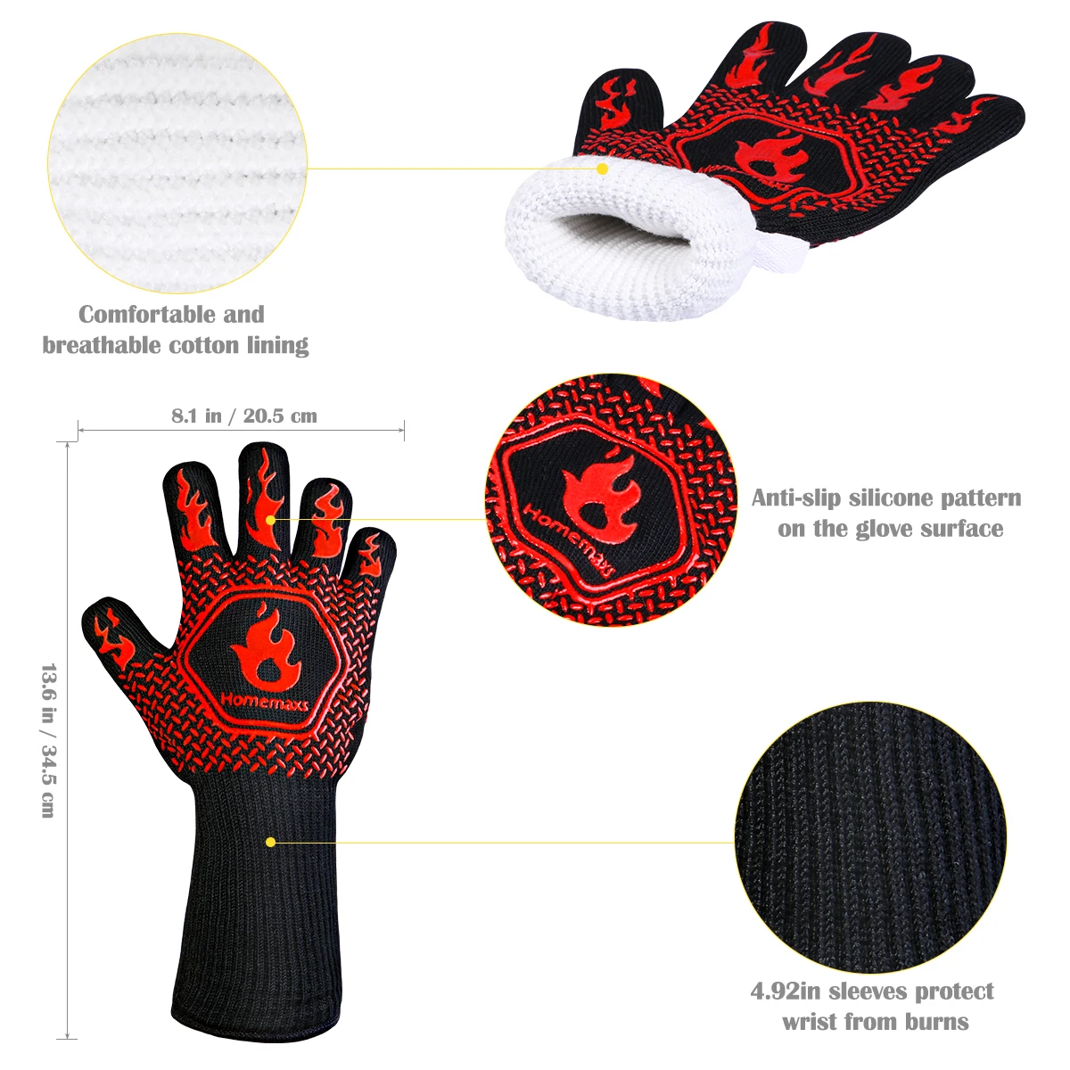 Anti-scalding Gloves 13.78 Inch Cuff BBQ Mitts Set Oven Grilling Kitchen Accessories Non-slip Durable Protective Gloves
Anti-scalding Gloves 13.78 Inch Cuff BBQ Mitts Set Oven Grilling Kitchen Accessories Non-slip Durable Protective Gloves