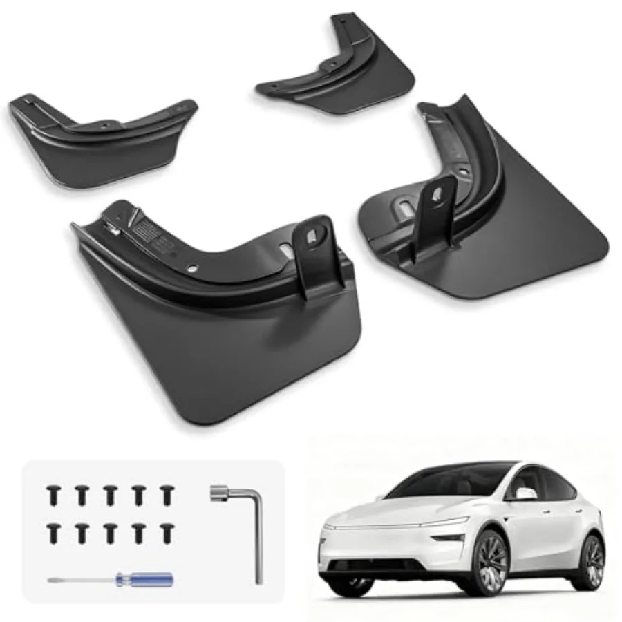 Mud Flaps for New Model Y Juniper 2025 2026 Only Standard Model Accories, Protect Paint, No Drilling Required, All-Weather Mud
Mud Flaps for New Model Y Juniper 2025 2026 Only Standard Model Accories, Protect Paint, No Drilling Required, All-Weather Mud