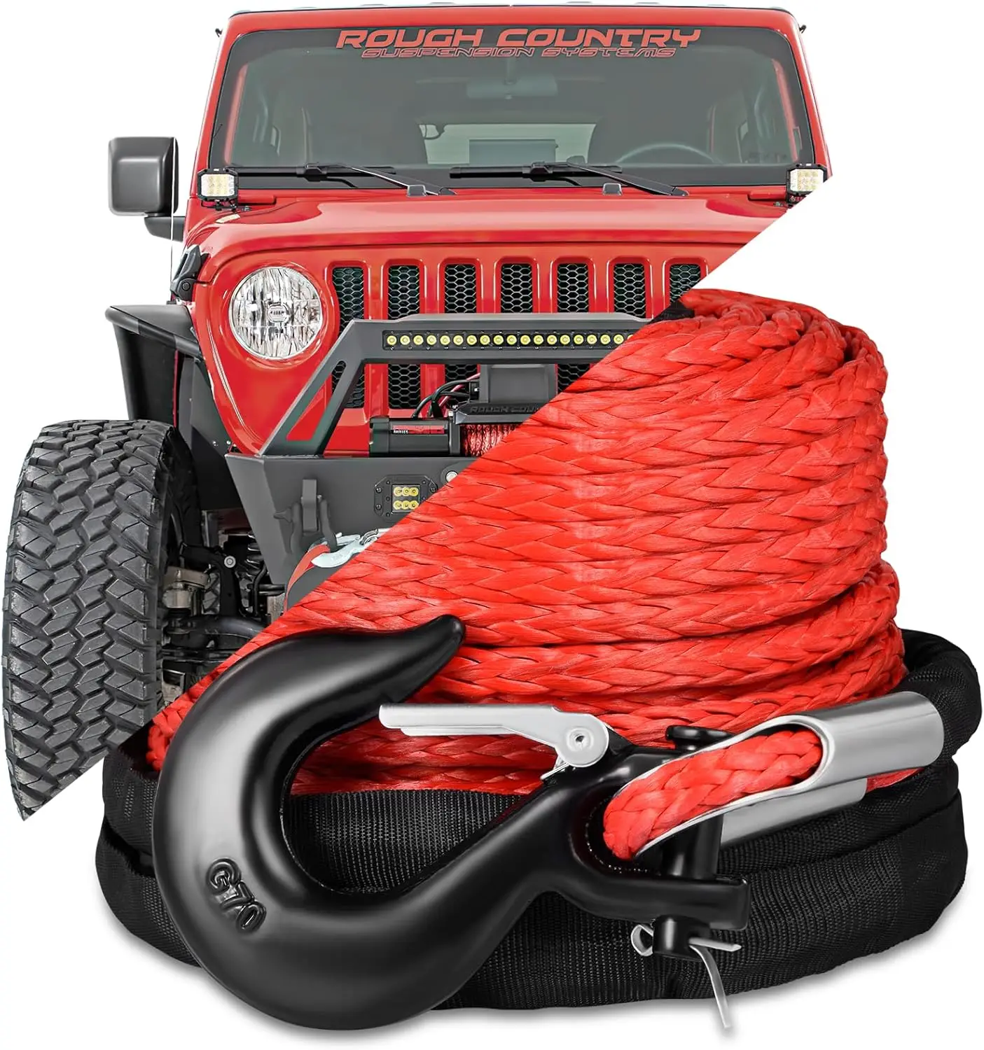Synthetic Winch Rope 3/8" x 92ft, 26500lbs Winch Line Kit with Protective Sleeve and Forged Hook for Off Road Truck ATV UTV SUV
Synthetic Winch Rope 3/8" x 92ft, 26500lbs Winch Line Kit with Protective Sleeve and Forged Hook for Off Road Truck ATV UTV SUV