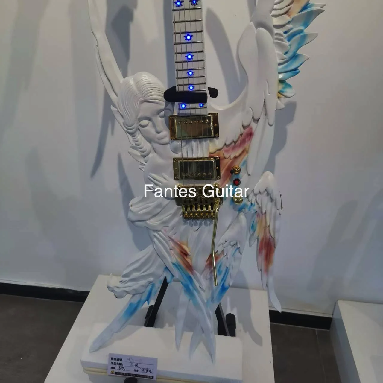 IN STOCK, Custom Hand Carved Angel Electric Guitar in White with LED Light
IN STOCK, Custom Hand Carved Angel Electric Guitar in White with LED Light
