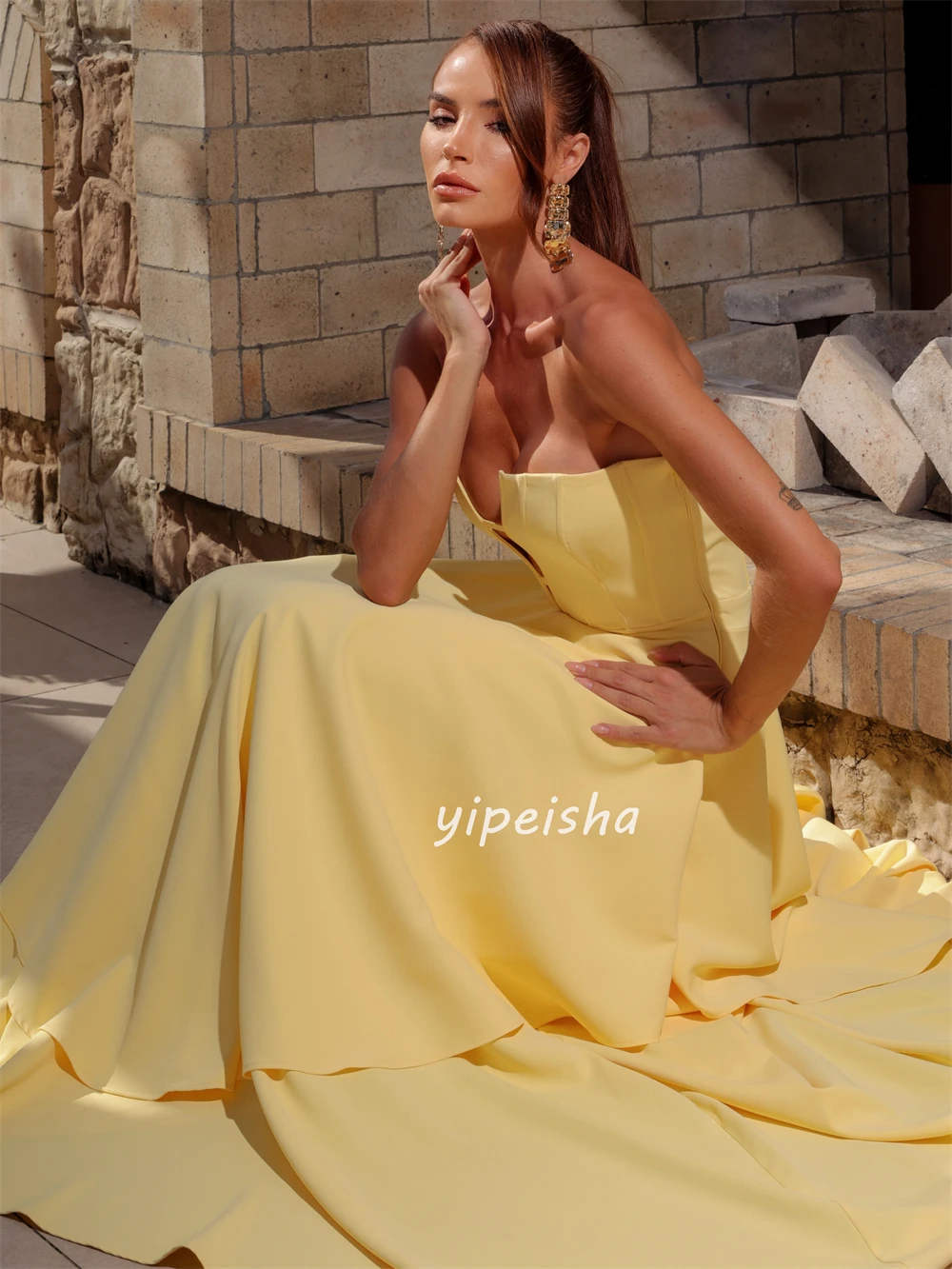Customized Modern Style Women Jersey Ruched Pleat A-Line Evening Dresses Formal Strapless Sleeveless Floor Lenght Prom Dresses
Customized Modern Style Women Jersey Ruched Pleat A-Line Evening Dresses Formal Strapless Sleeveless Floor Lenght Prom Dresses