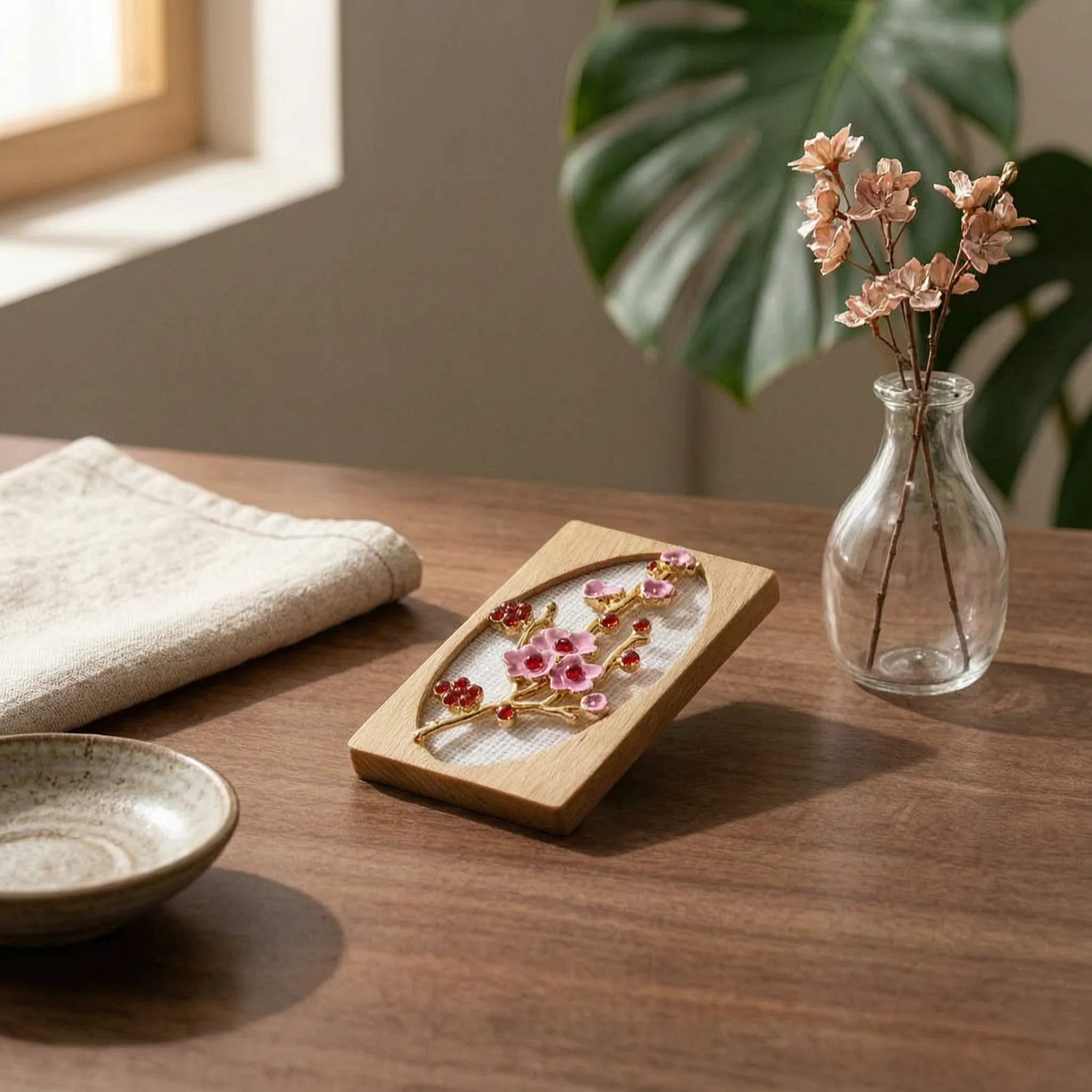 Plum Blossom Frame Patterned Background Miniature Floral Frame Mini Decor Wood-Tone Golden Edges
Plum Blossom Frame Patterned Background Miniature Floral Frame Mini Decor Wood-Tone Golden Edges